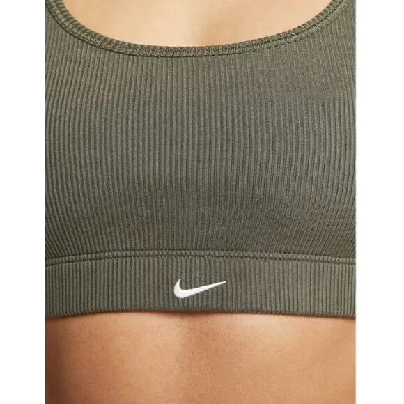 Nike Alate All U Womens Light Support Lightly Lined Ribbed Sports Bra Khaki XS - Picture 5 of 5